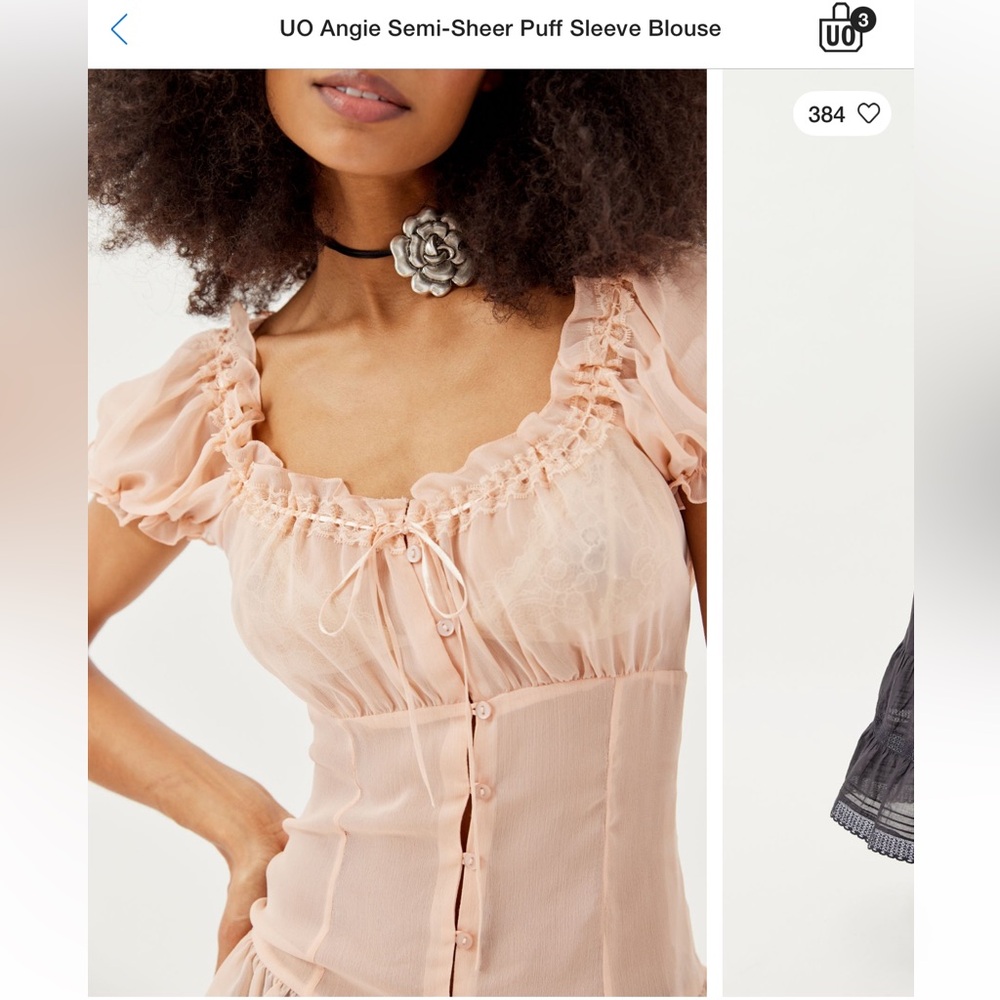 Urban Outfitters Light Pink Sheer Blouse
